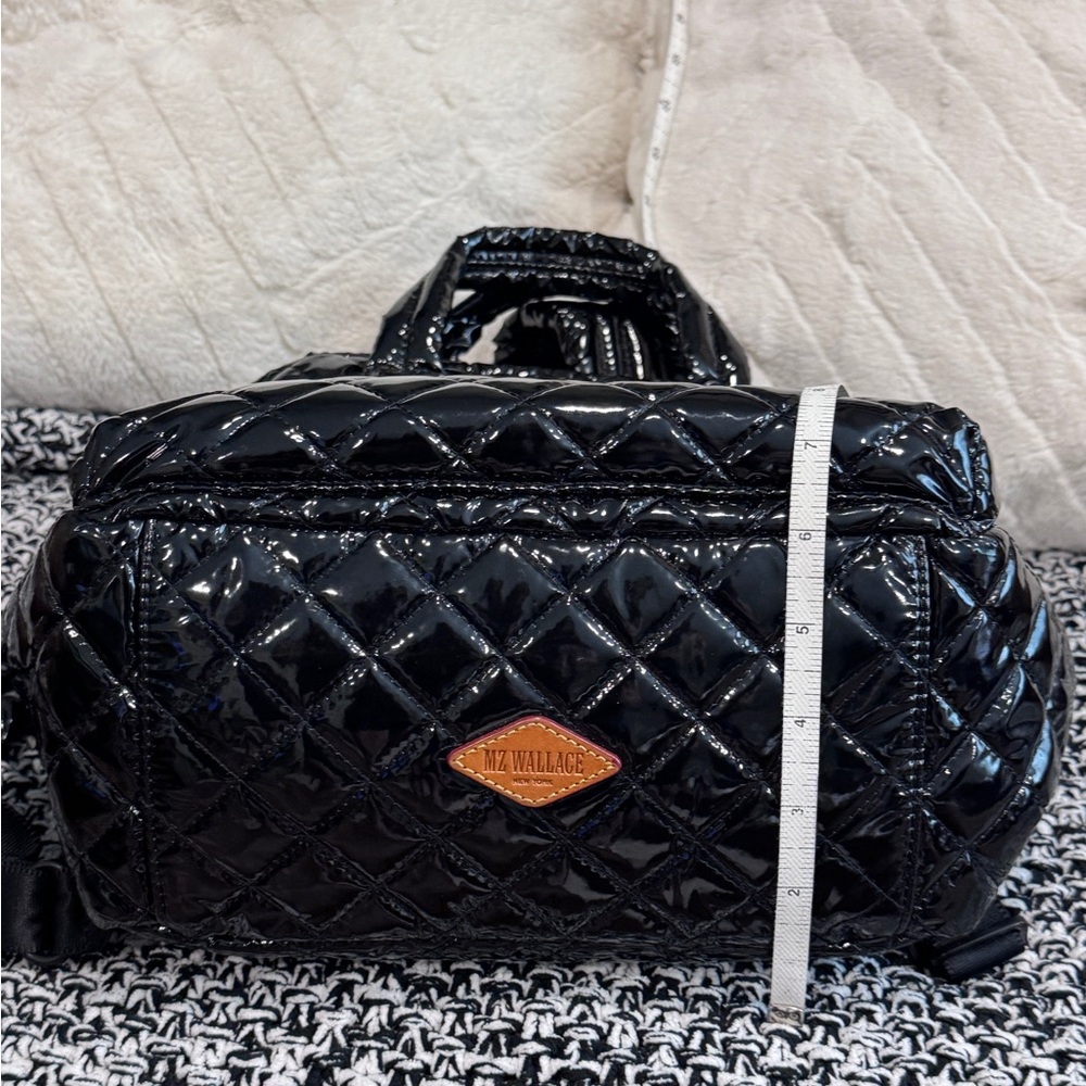 MZ Wallace Small Top Handle Backpack Patent Leather Black Lacquer Pristine! - Picture 12 of 13